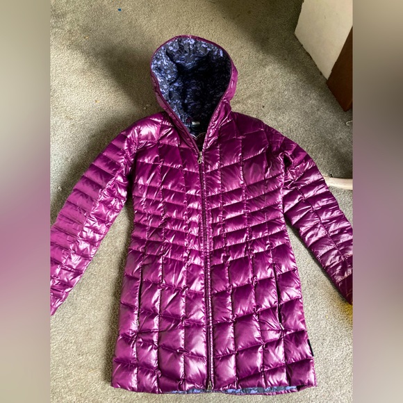 Women’s Obermeyer down jacket, sz small, Purple w/ beautiful lace design lining - Picture 1 of 12